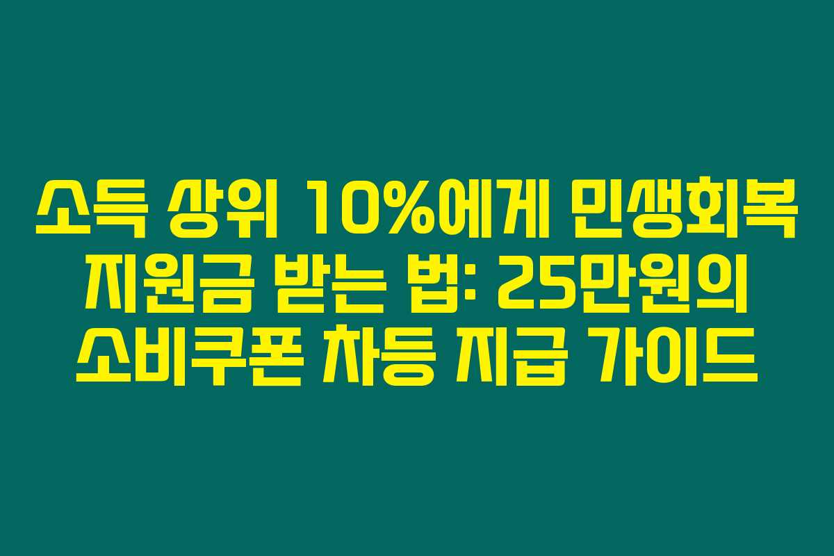 소득 상위 10%에게 민생회복 지원금 받는 법: 25만원의 소비쿠폰 차등 지급 가이드