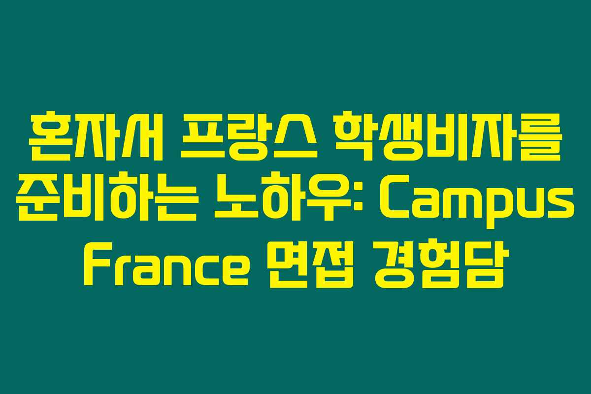 혼자서 프랑스 학생비자를 준비하는 노하우: Campus France 면접 경험담