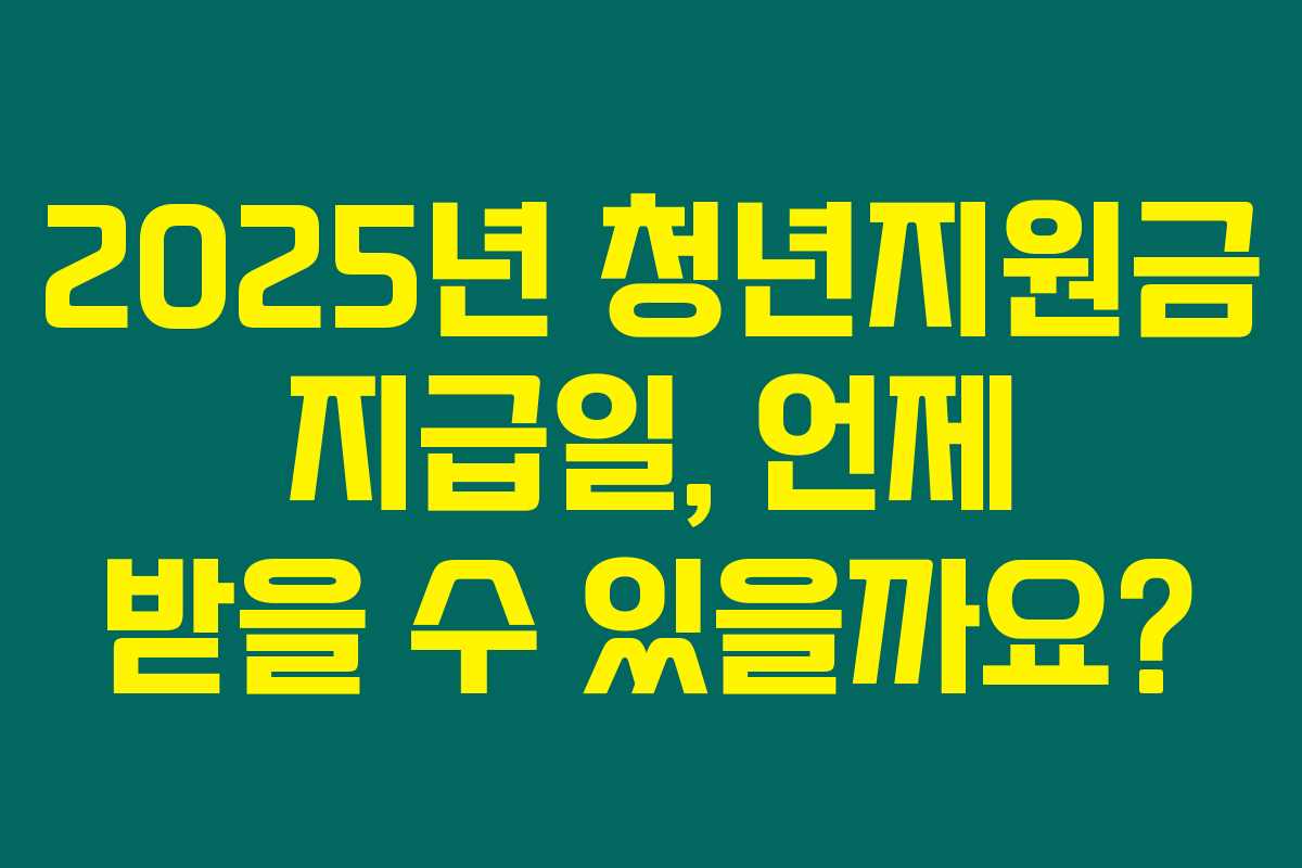 2025년 청년지원금 지급일, 언제 받을 수 있을까요?