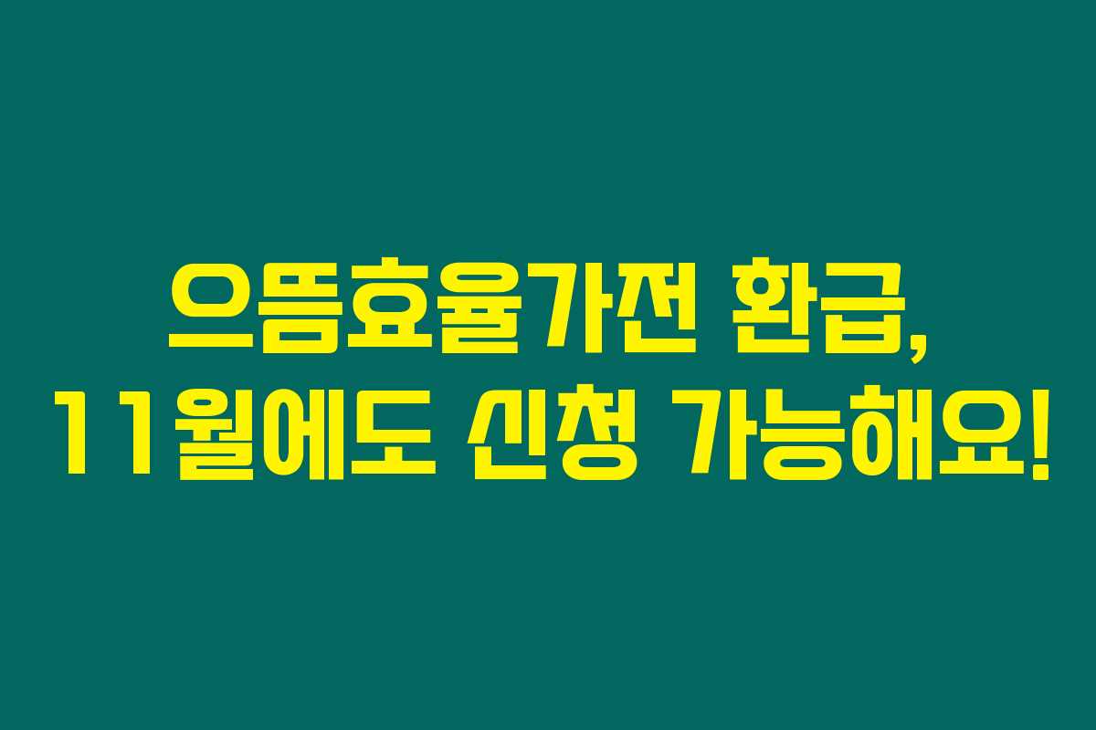 으뜸효율가전 환급, 11월에도 신청 가능해요! 으뜸효율가전 환급, 11월에도 신청 가능해요!