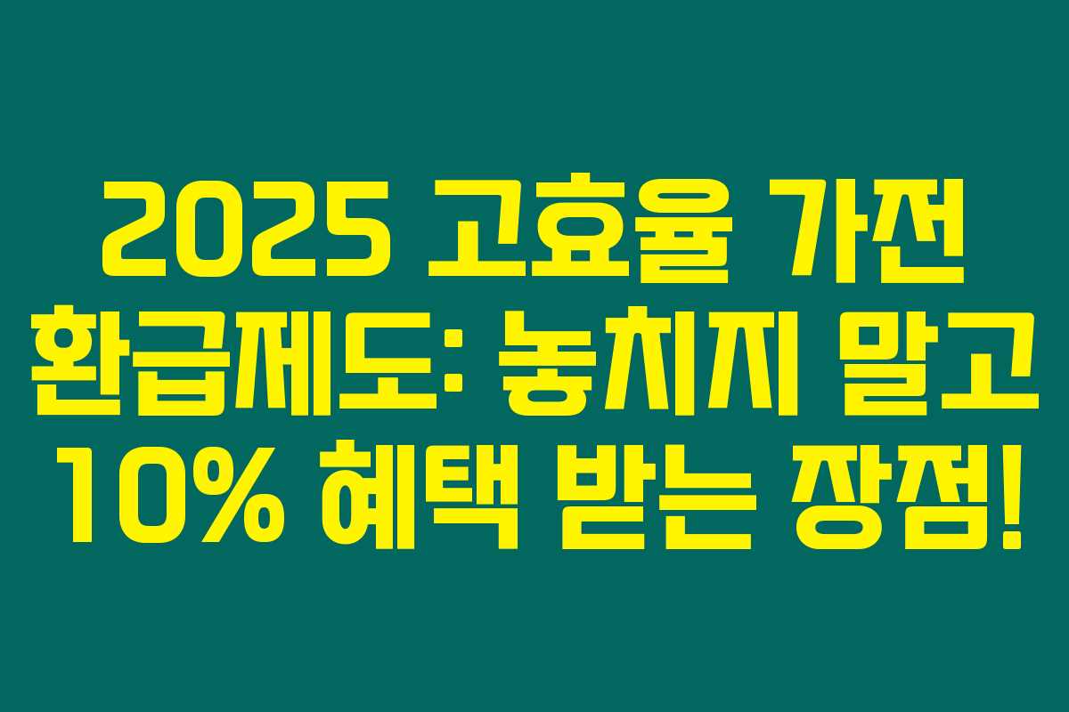 2025 고효율 가전 환급제도: 놓치지 말고 10% 혜택 받는 장점!