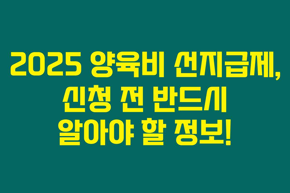 2025 양육비 선지급제, 신청 전 반드시 알아야 할 정보!