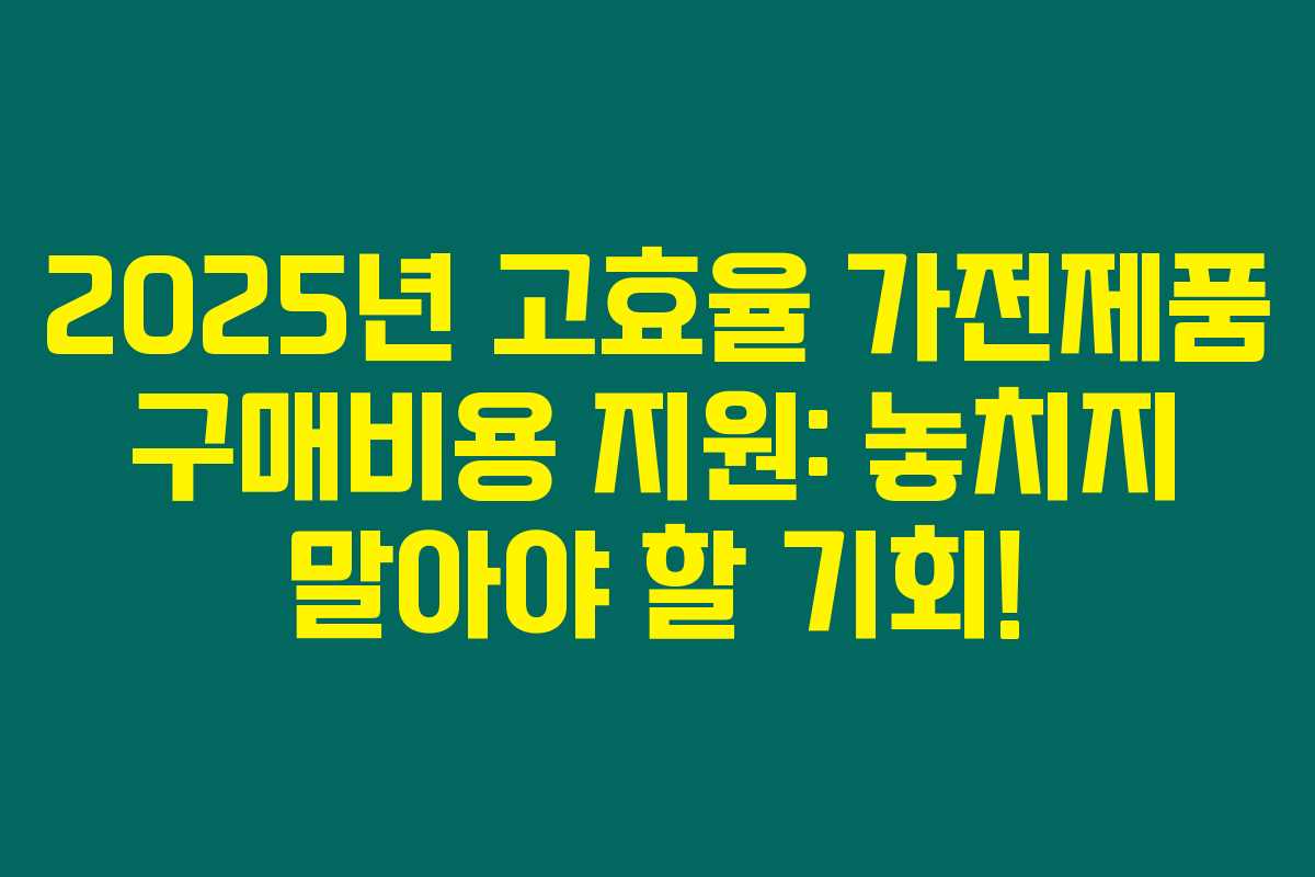 2025년 고효율 가전제품 구매비용 지원: 놓치지 말아야 할 기회!