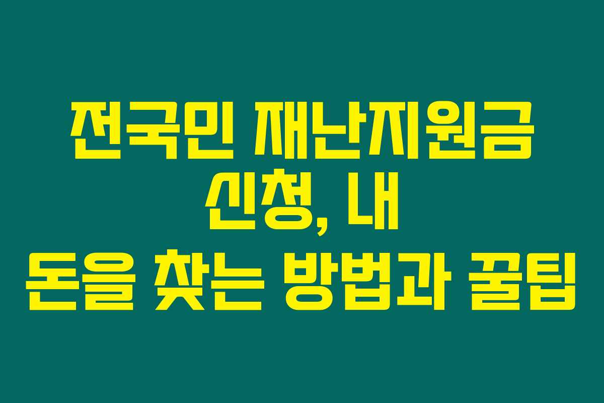 전국민 재난지원금 신청, 내 돈을 찾는 방법과 꿀팁