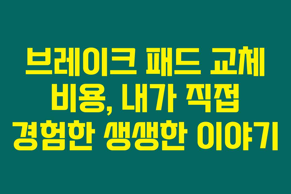 브레이크 패드 교체 비용, 내가 직접 경험한 생생한 이야기
