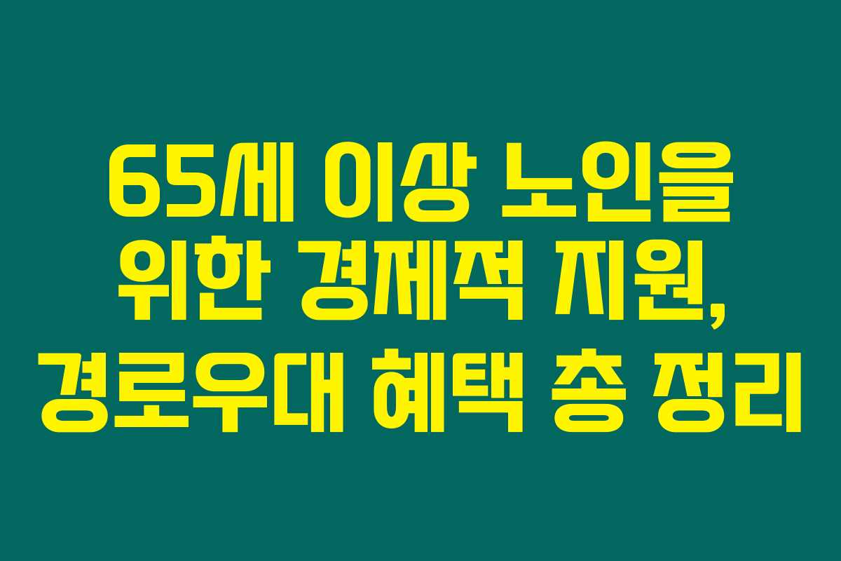 65세 이상 노인을 위한 경제적 지원, 경로우대 혜택 총 정리