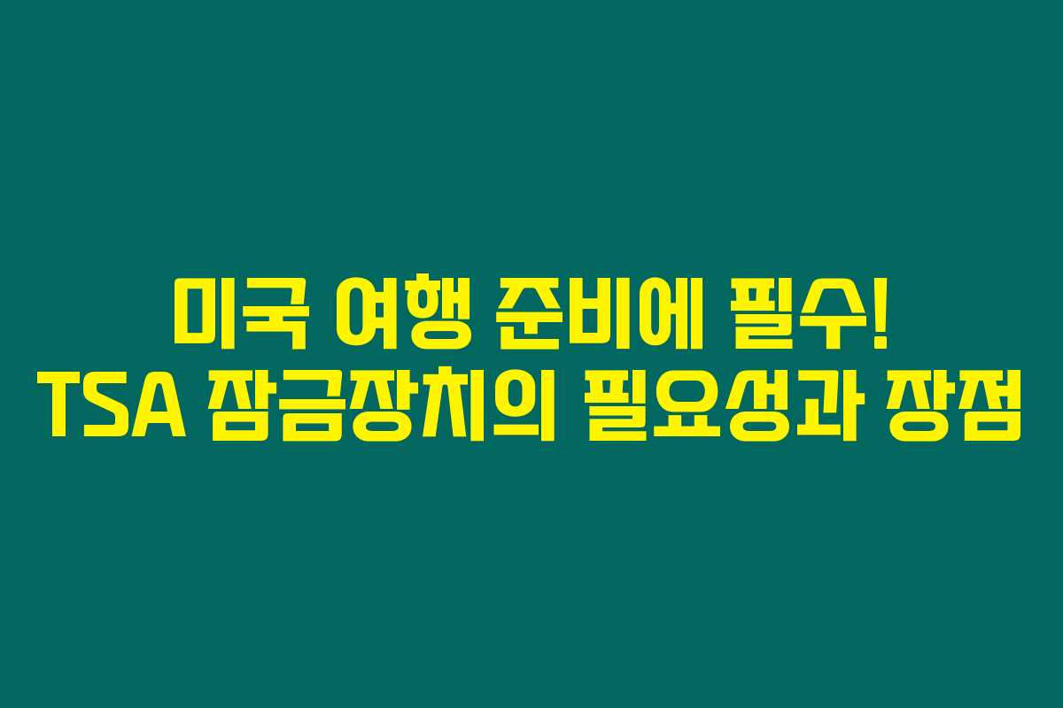 미국 여행 준비에 필수! TSA 잠금장치의 필요성과 장점