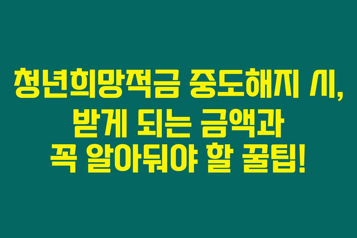 청년희망적금 중도해지 시, 받게 되는 금액과 꼭 알아둬야 할 꿀팁!
