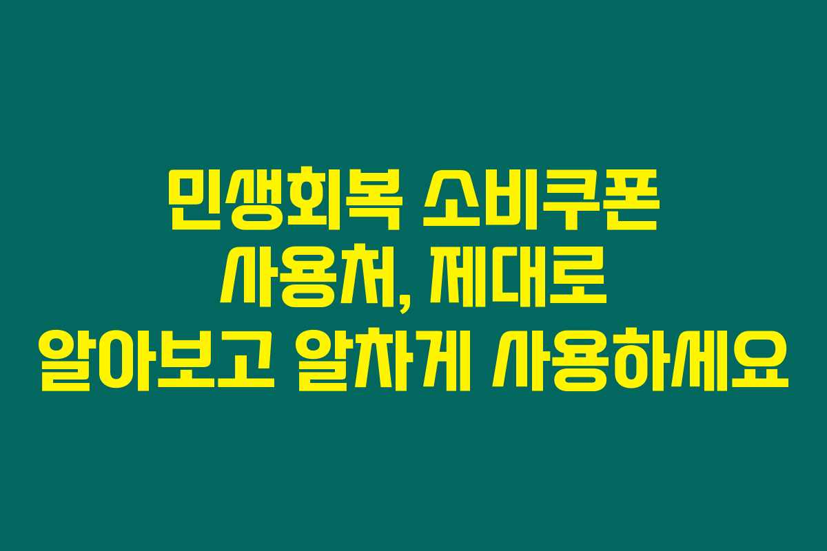 민생회복 소비쿠폰 사용처, 제대로 알아보고 알차게 사용하세요