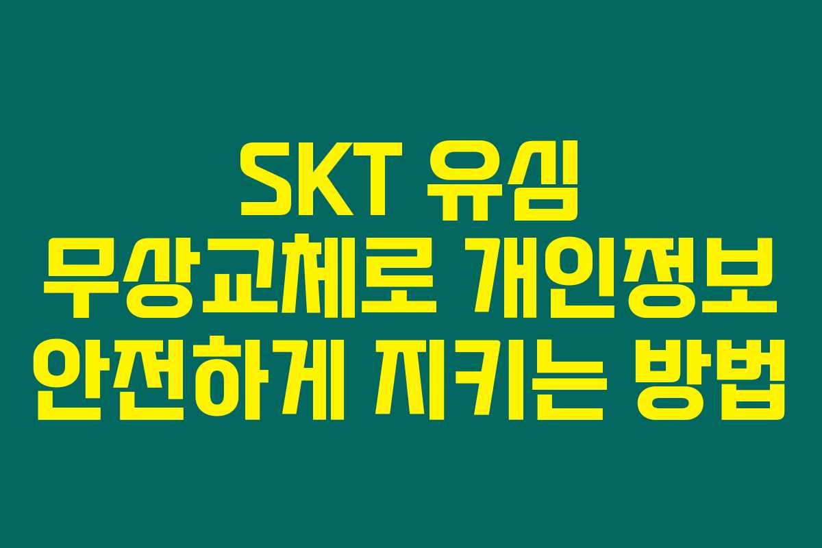 SKT 유심 무상교체로 개인정보 안전하게 지키는 방법