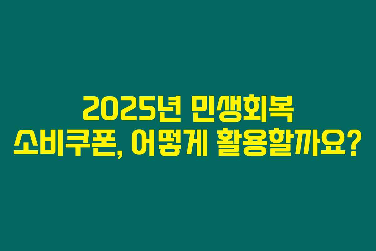 2025년 민생회복 소비쿠폰, 어떻게 활용할까요?