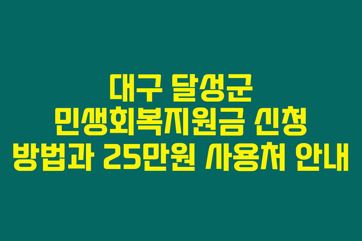 대구 달성군 민생회복지원금 신청 방법과 25만원 사용처 안내