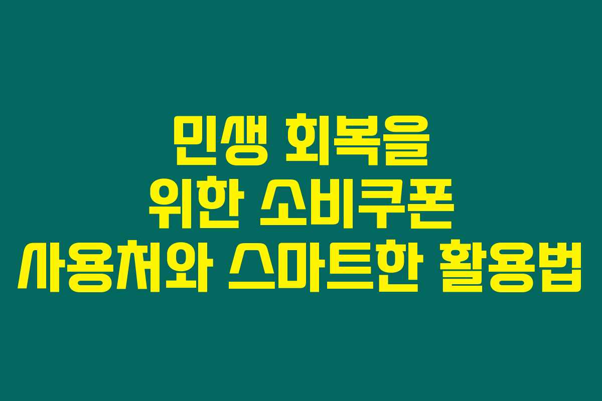 민생 회복을 위한 소비쿠폰 사용처와 스마트한 활용법
