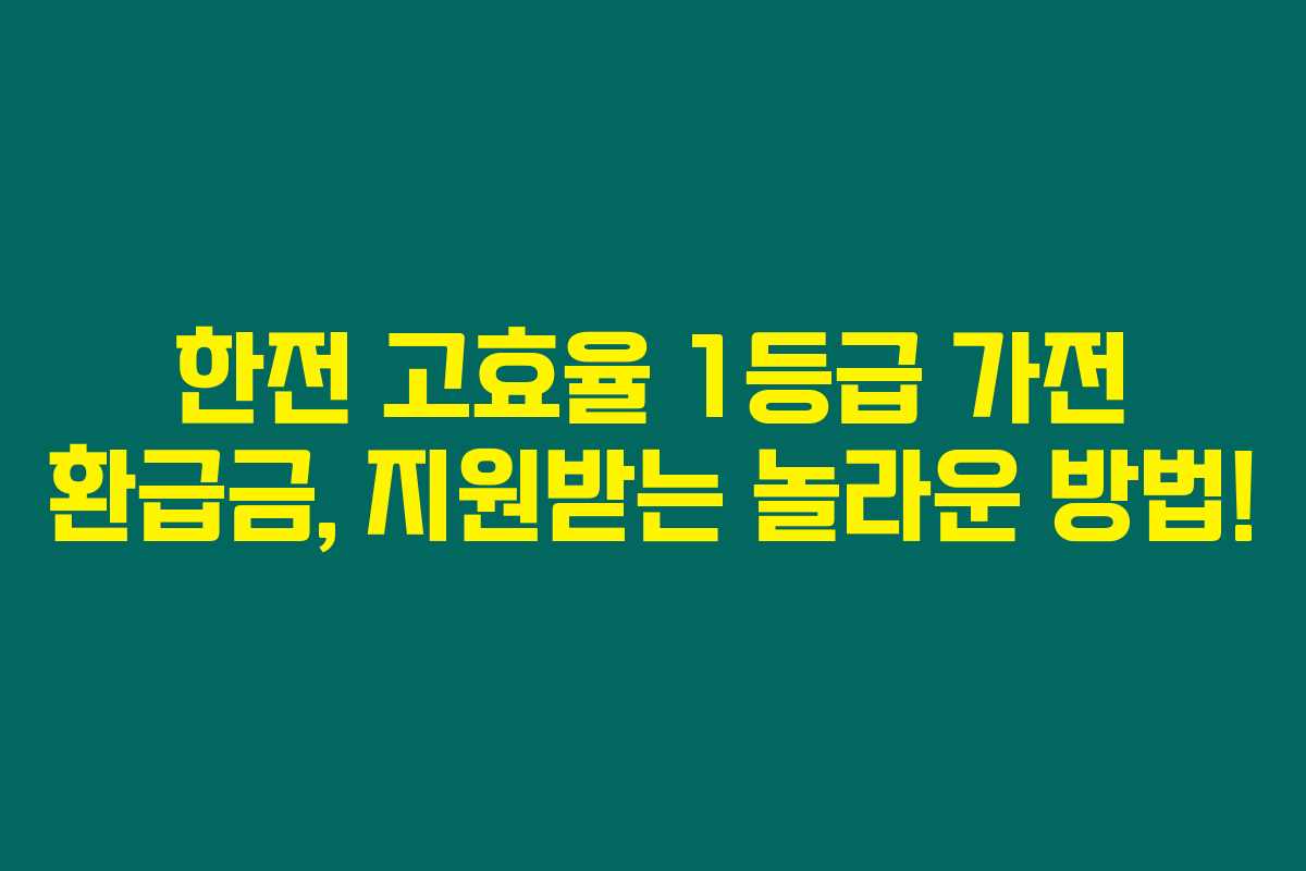 한전 고효율 1등급 가전 환급금, 지원받는 놀라운 방법! 한전 고효율 1등급 가전 환급금, 지원받는 놀라운 방법!