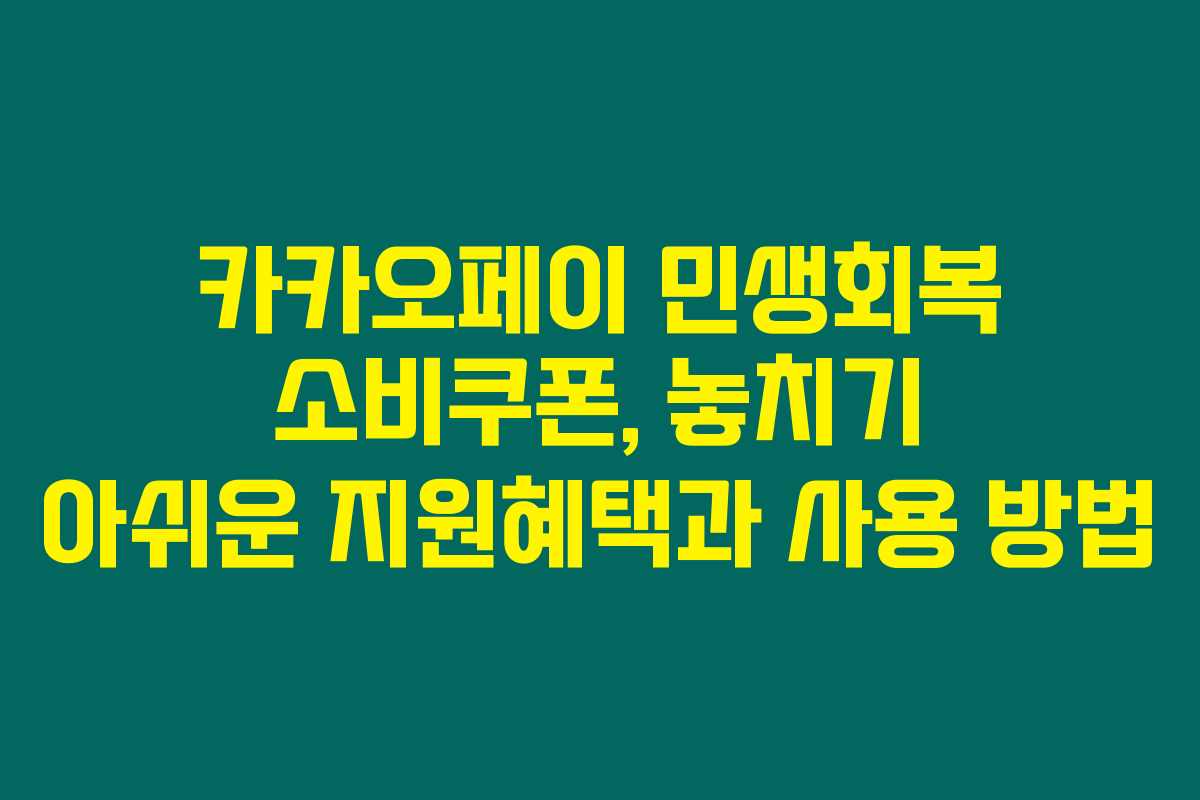 카카오페이 민생회복 소비쿠폰, 놓치기 아쉬운 지원혜택과 사용 방법