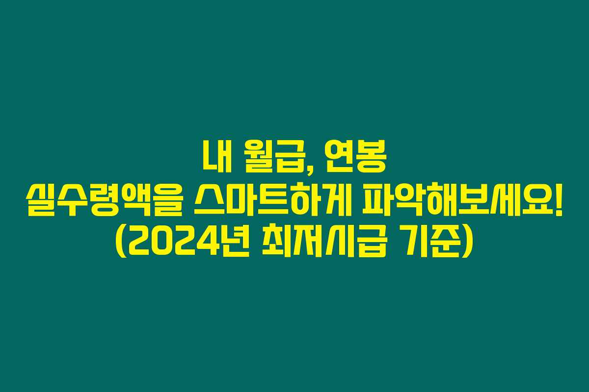 내 월급, 연봉 실수령액을 스마트하게 파악해보세요! (2024년 최저시급 기준) 내 월급, 연봉 실수령액을 스마트하게 파악해보세요! (2024년 최저시급 기준)