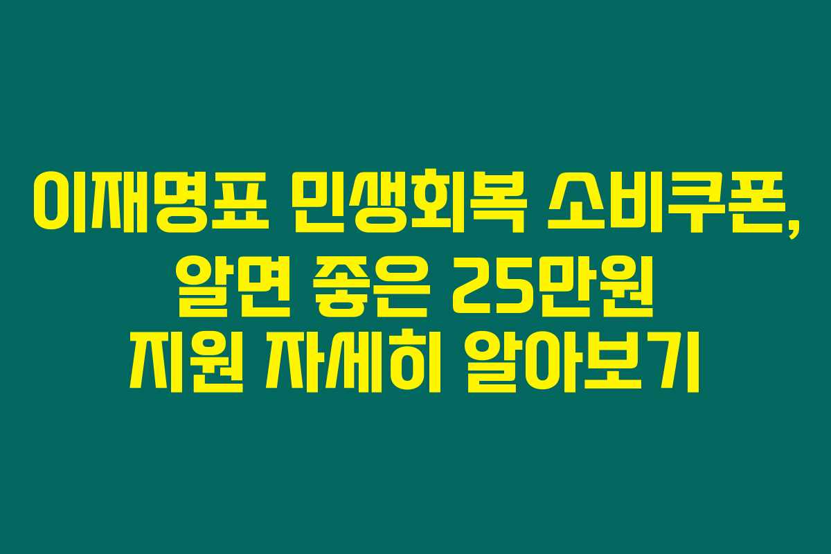 이재명표 민생회복 소비쿠폰, 알면 좋은 25만원 지원 자세히 알아보기