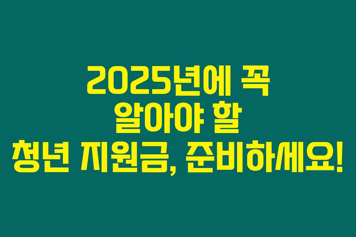 2025년에 꼭 알아야 할 청년 지원금, 준비하세요!