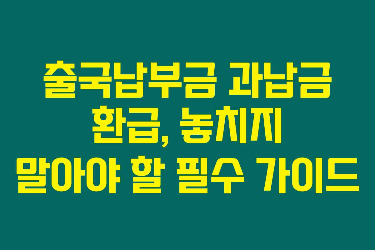 출국납부금 과납금 환급, 놓치지 말아야 할 필수 가이드