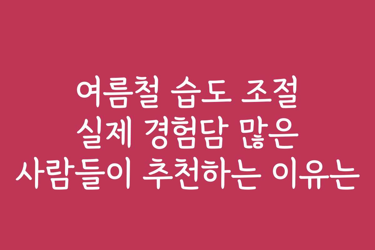 여름철 습도 조절 실제 경험담 많은 사람들이 추천하는 이유는 여름철 습도 조절 실제 경험담 많은 사람들이 추천하는 이유는