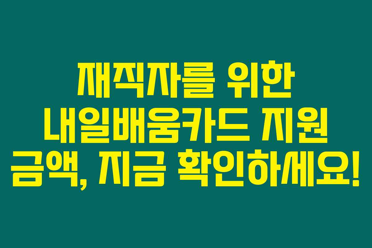 재직자를 위한 내일배움카드 지원 금액, 지금 확인하세요! 재직자를 위한 내일배움카드 지원 금액, 지금 확인하세요!