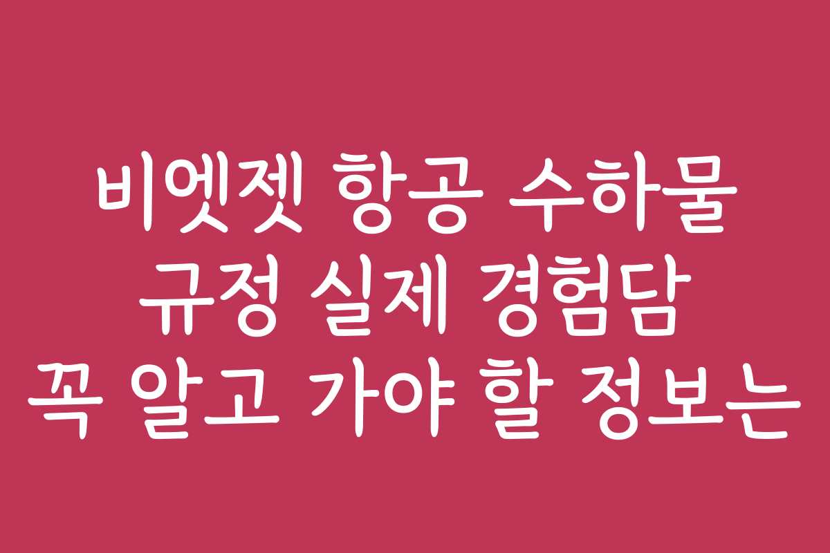 비엣젯 항공 수하물 규정 실제 경험담 꼭 알고 가야 할 정보는 비엣젯 항공 수하물 규정 실제 경험담 꼭 알고 가야 할 정보는