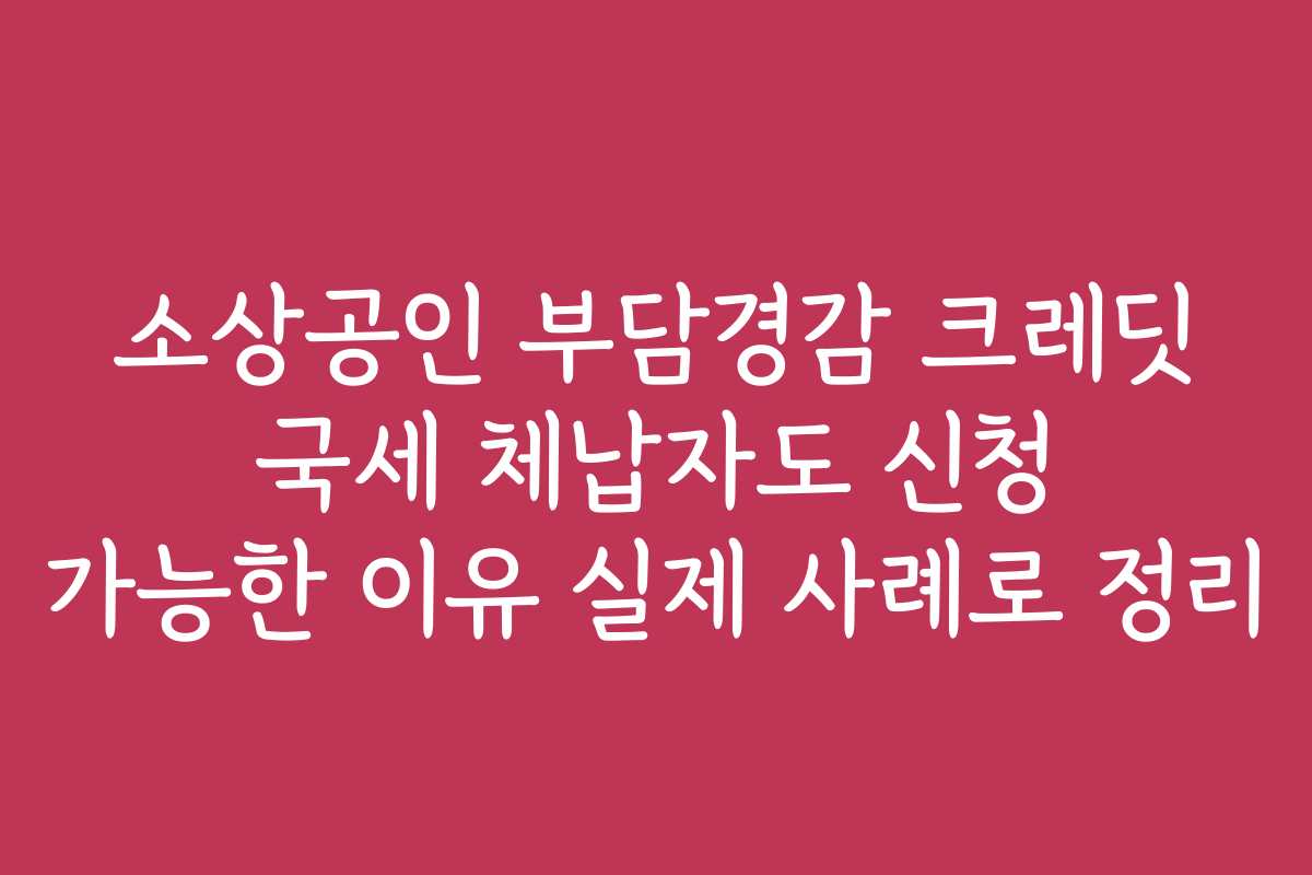 소상공인 부담경감 크레딧 국세 체납자도 신청 가능한 이유 실제 사례로 정리