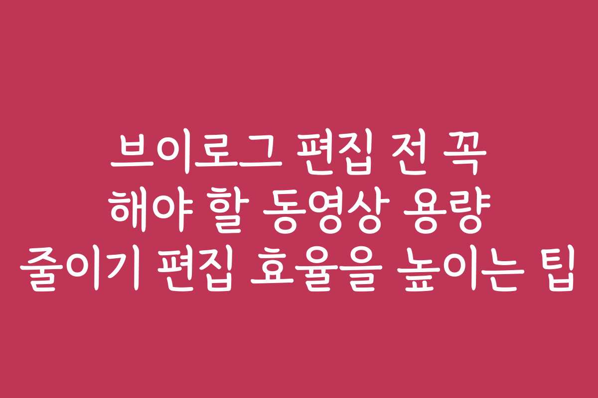 브이로그 편집 전 꼭 해야 할 동영상 용량 줄이기 편집 효율을 높이는 팁 브이로그 편집 전 꼭 해야 할 동영상 용량 줄이기 편집 효율을 높이는 팁