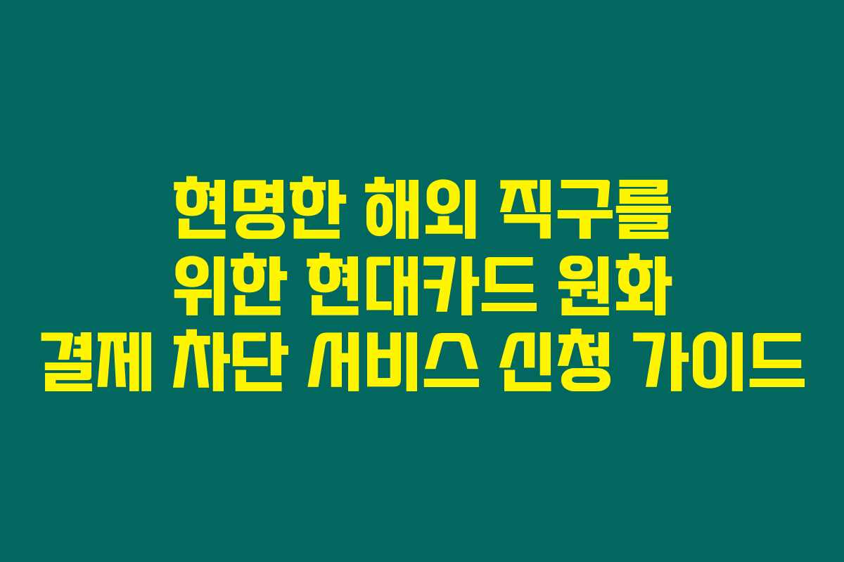 현명한 해외 직구를 위한 현대카드 원화 결제 차단 서비스 신청 가이드 현명한 해외 직구를 위한 현대카드 원화 결제 차단 서비스 신청 가이드