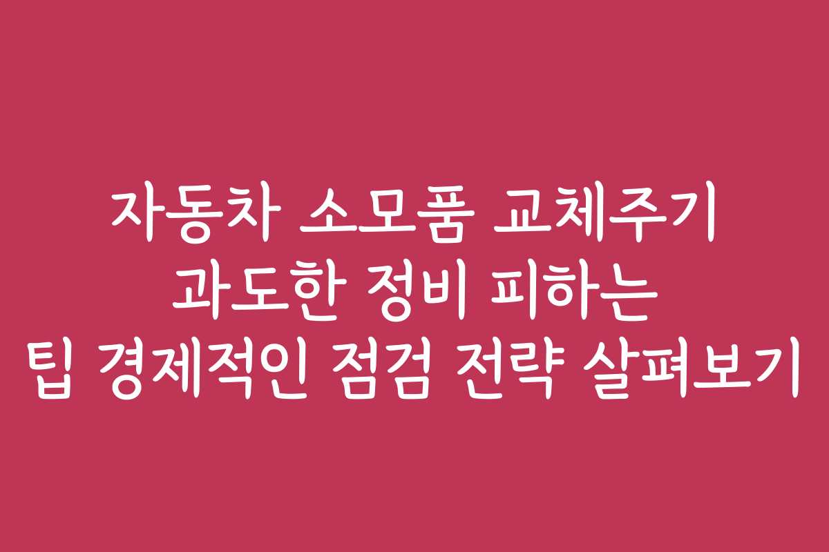자동차 소모품 교체주기 과도한 정비 피하는 팁 경제적인 점검 전략 살펴보기 자동차 소모품 교체주기 과도한 정비 피하는 팁 경제적인 점검 전략 살펴보기