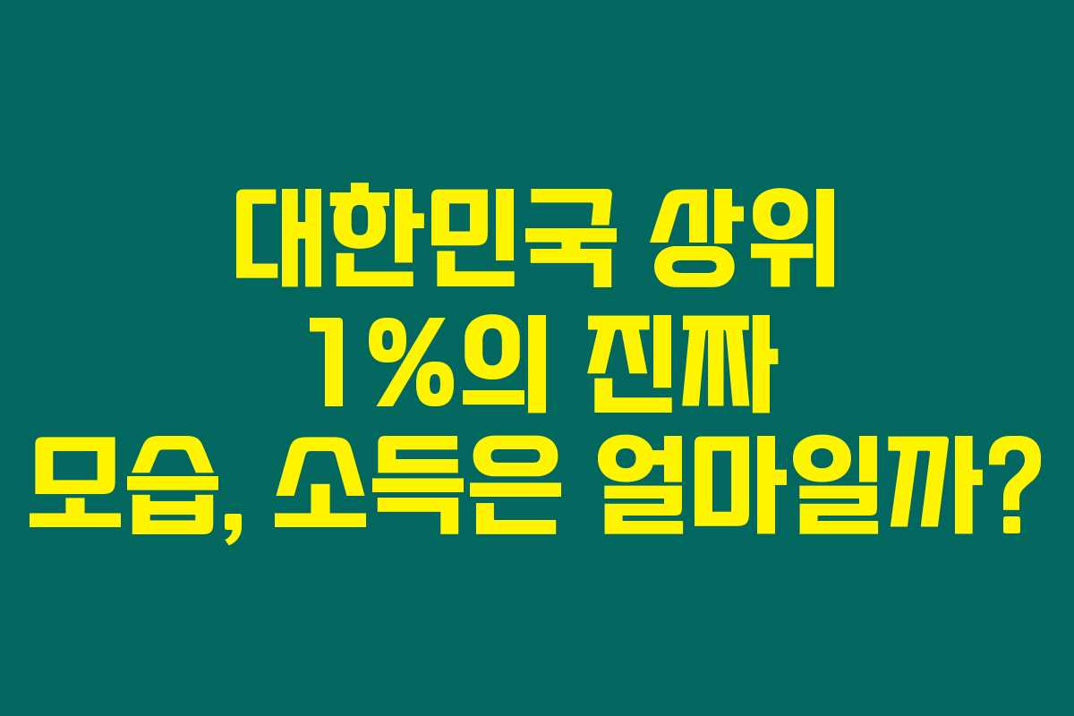 대한민국 상위 1%의 진짜 모습, 소득은 얼마일까? 대한민국 상위 1%의 진짜 모습, 소득은 얼마일까?