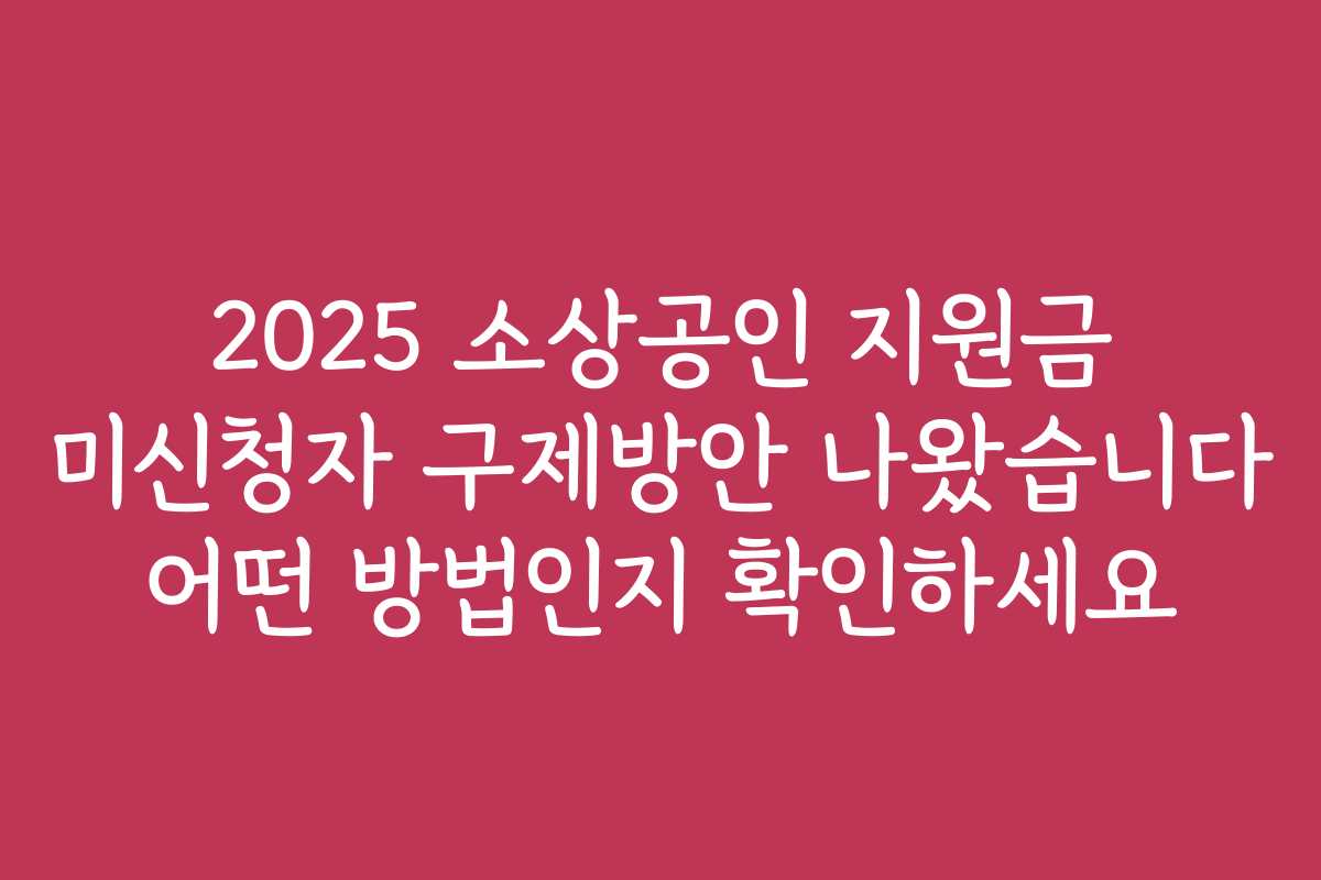 2025 소상공인 지원금 미신청자 구제방안 나왔습니다 어떤 방법인지 확인하세요