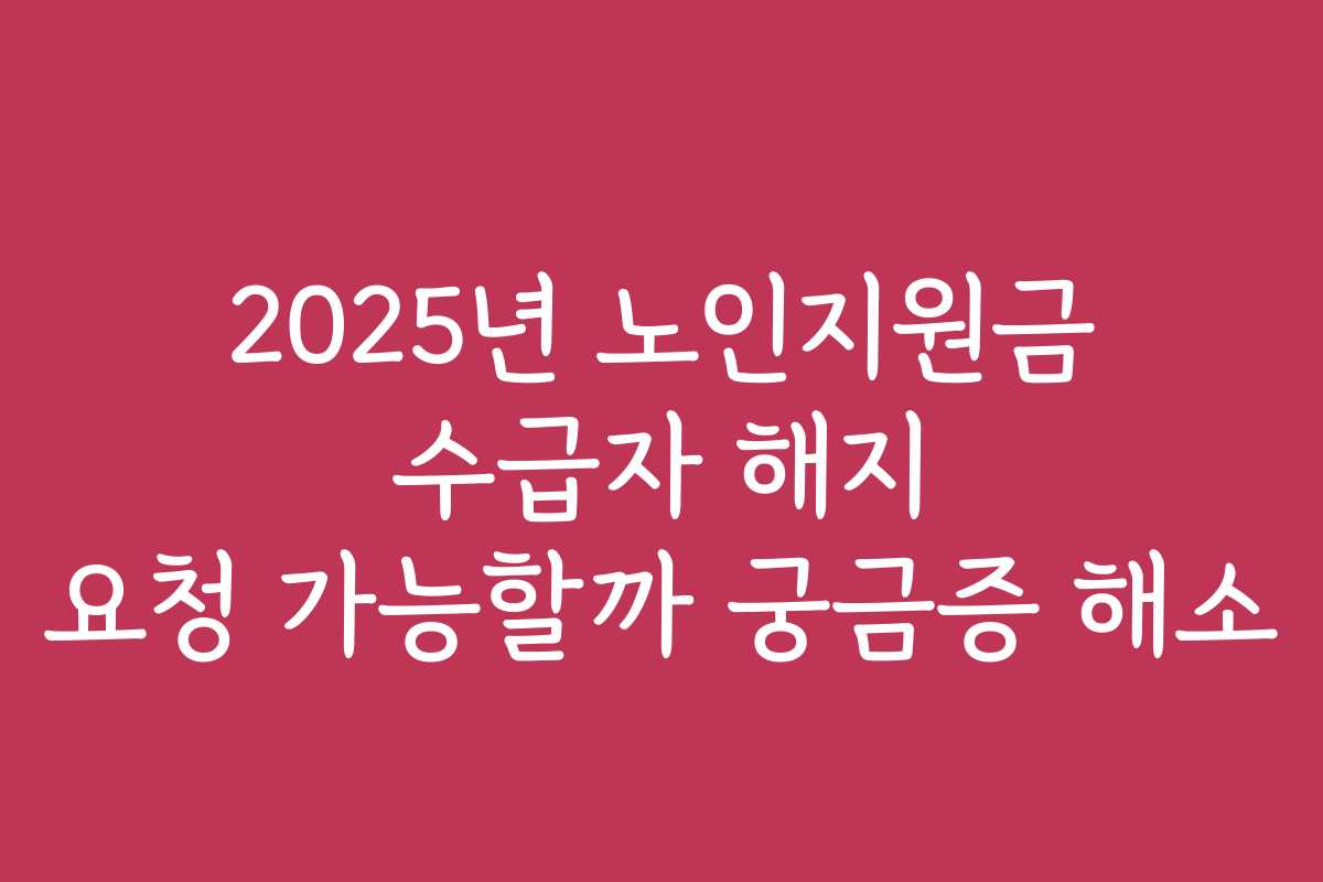 2025년 노인지원금 수급자 해지 요청 가능할까 궁금증 해소