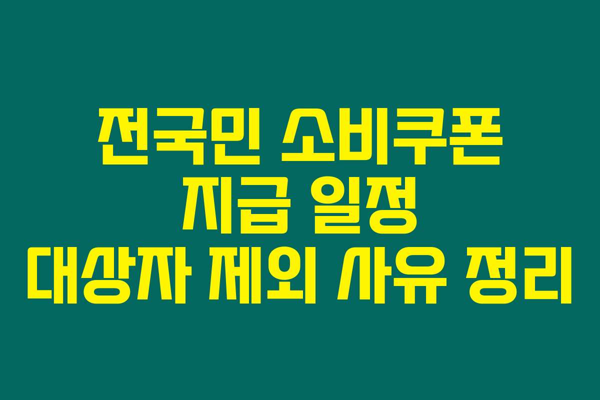 전국민 소비쿠폰 지급 일정 대상자 제외 사유 정리