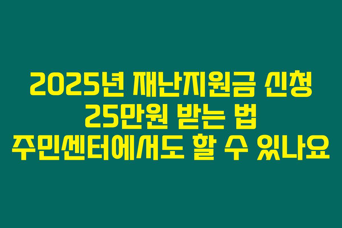 2025년 재난지원금 신청 25만원 받는 법 주민센터에서도 할 수 있나요