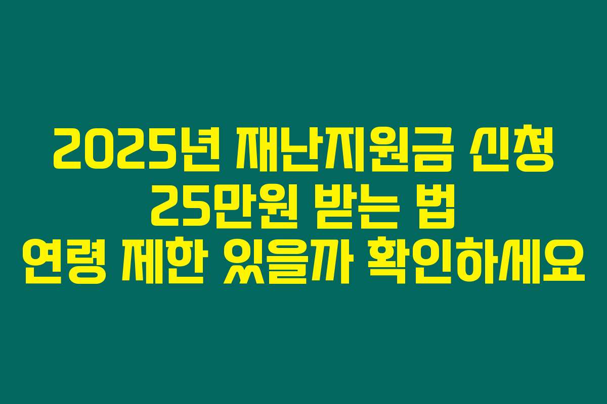 2025년 재난지원금 신청 25만원 받는 법 연령 제한 있을까 확인하세요