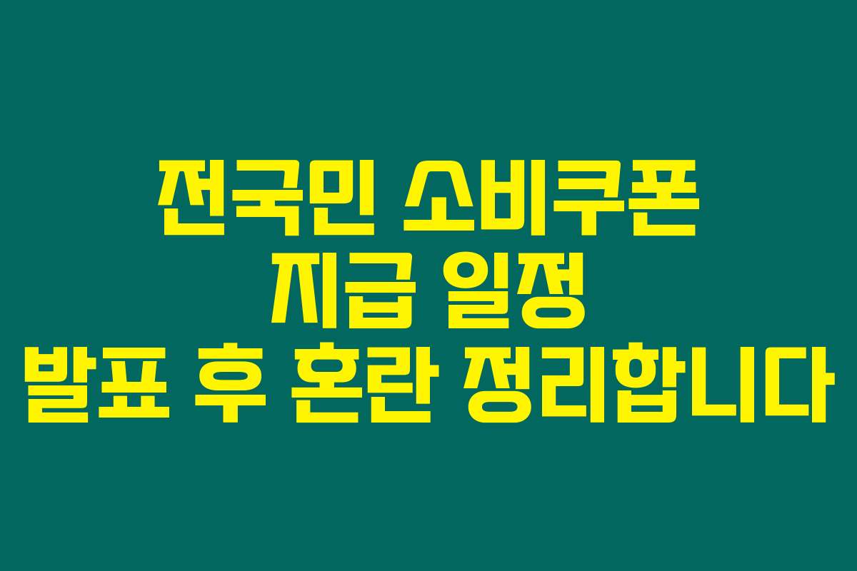 전국민 소비쿠폰 지급 일정 발표 후 혼란 정리합니다