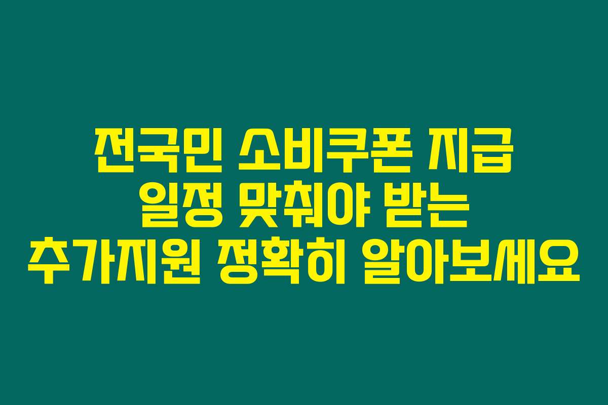 전국민 소비쿠폰 지급 일정 맞춰야 받는 추가지원 정확히 알아보세요