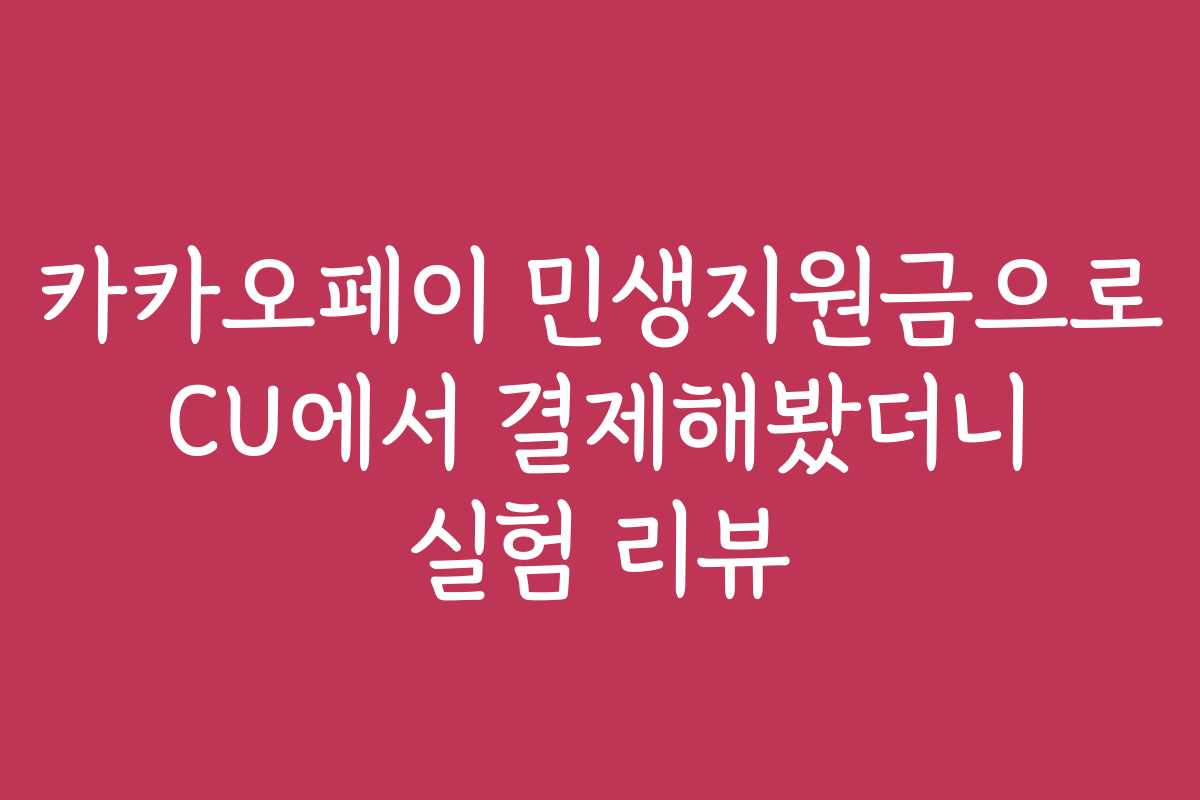 카카오페이 민생지원금으로 CU에서 결제해봤더니 실험 리뷰