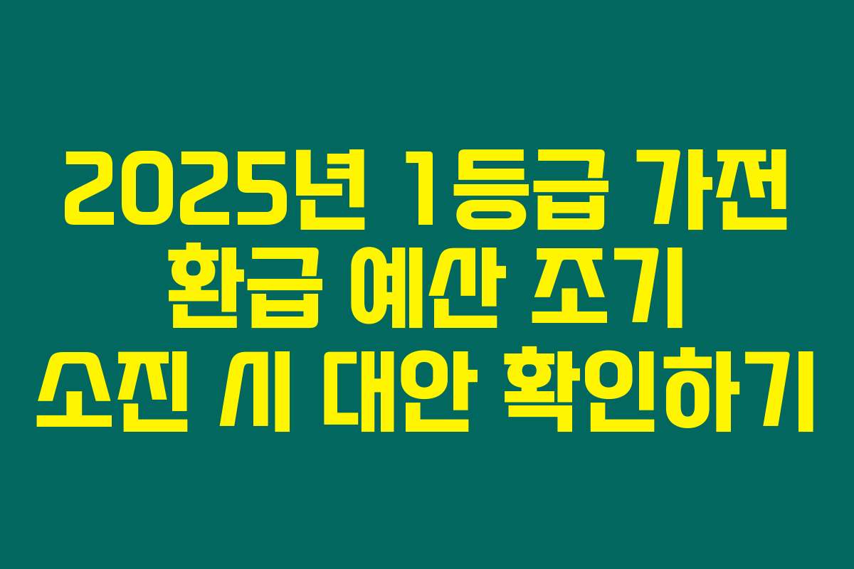 2025년 1등급 가전 환급 예산 조기 소진 시 대안 확인하기