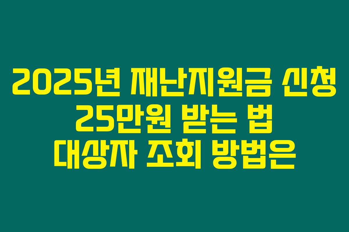 2025년 재난지원금 신청 25만원 받는 법 대상자 조회 방법은
