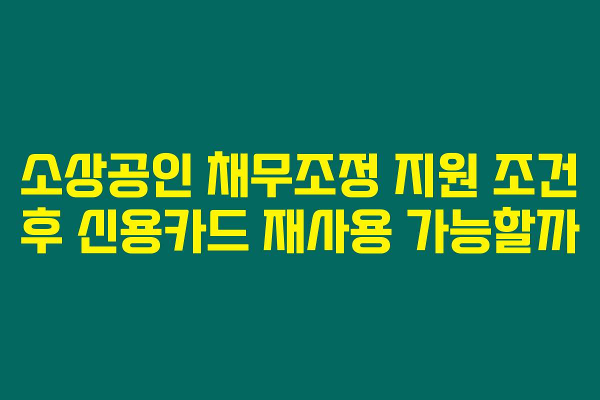 소상공인 채무조정 지원 조건 후 신용카드 재사용 가능할까