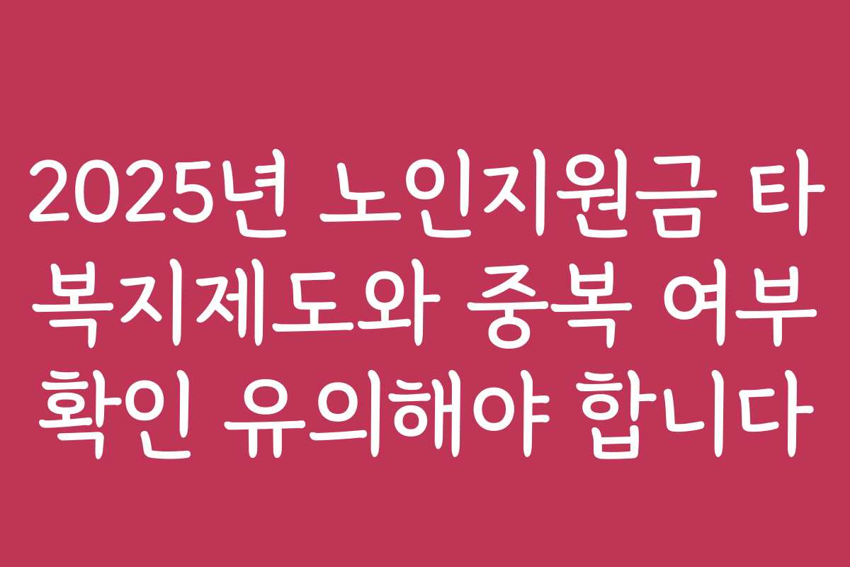 2025년 노인지원금 타 복지제도와 중복 여부 확인 유의해야 합니다