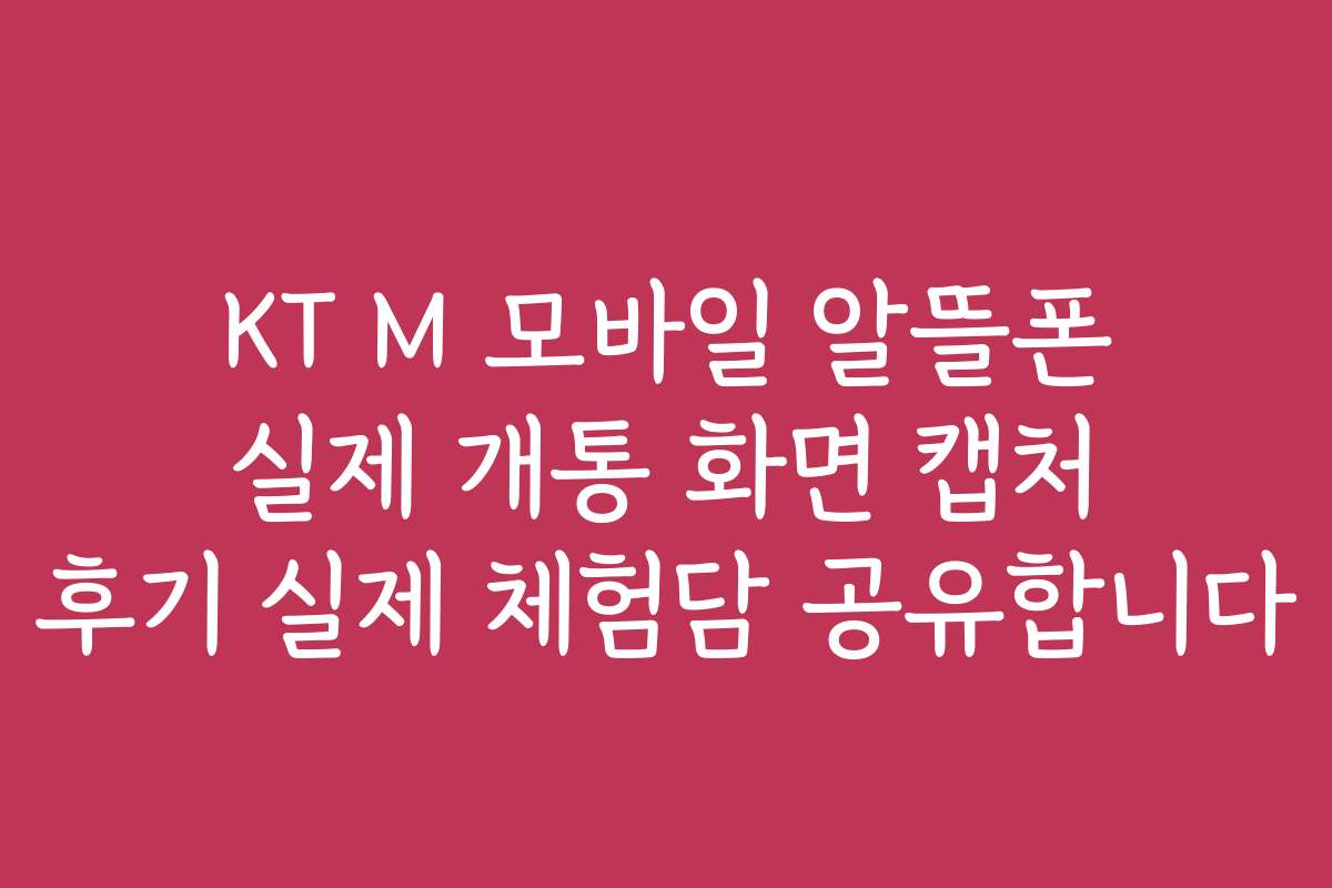 KT M 모바일 알뜰폰 실제 개통 화면 캡처 후기 실제 체험담 공유합니다