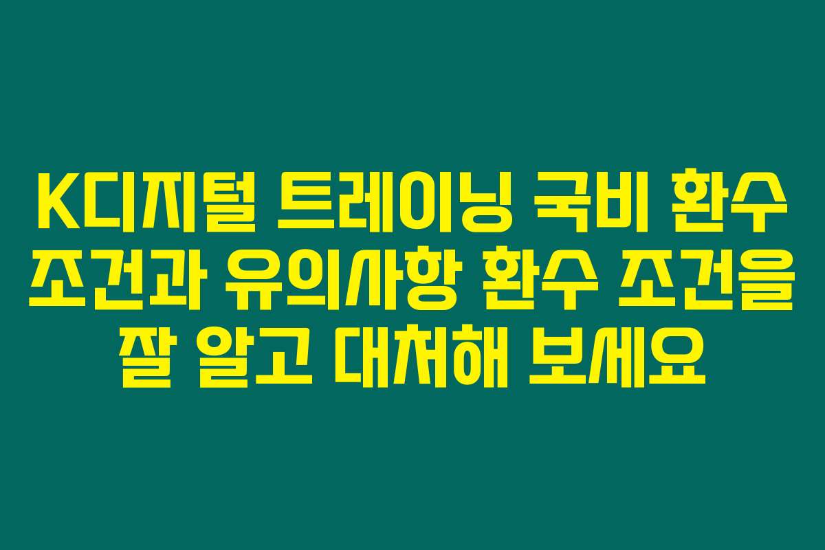 K디지털 트레이닝 국비 환수 조건과 유의사항 환수 조건을 잘 알고 대처해 보세요