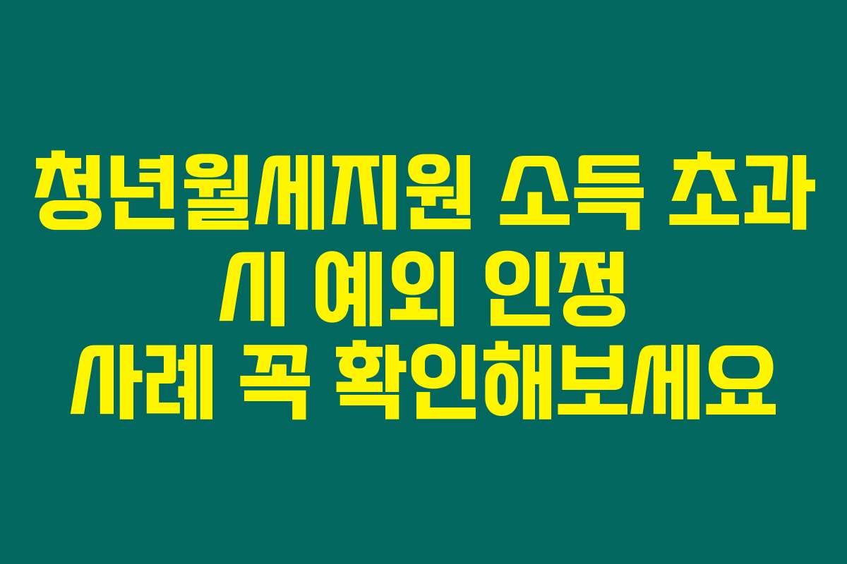 청년월세지원 소득 초과 시 예외 인정 사례 꼭 확인해보세요