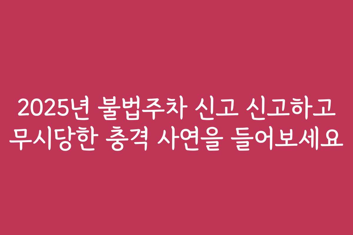 2025년 불법주차 신고 신고하고 무시당한 충격 사연을 들어보세요