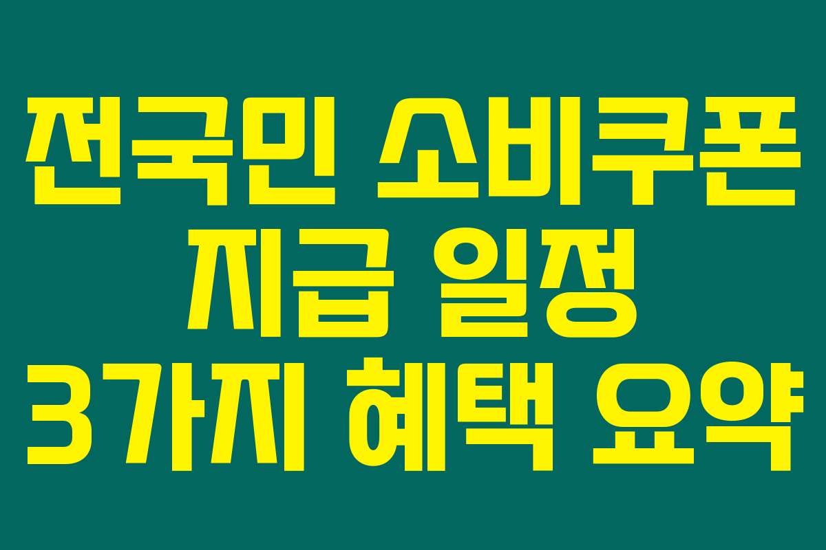 전국민 소비쿠폰 지급 일정 3가지 혜택 요약