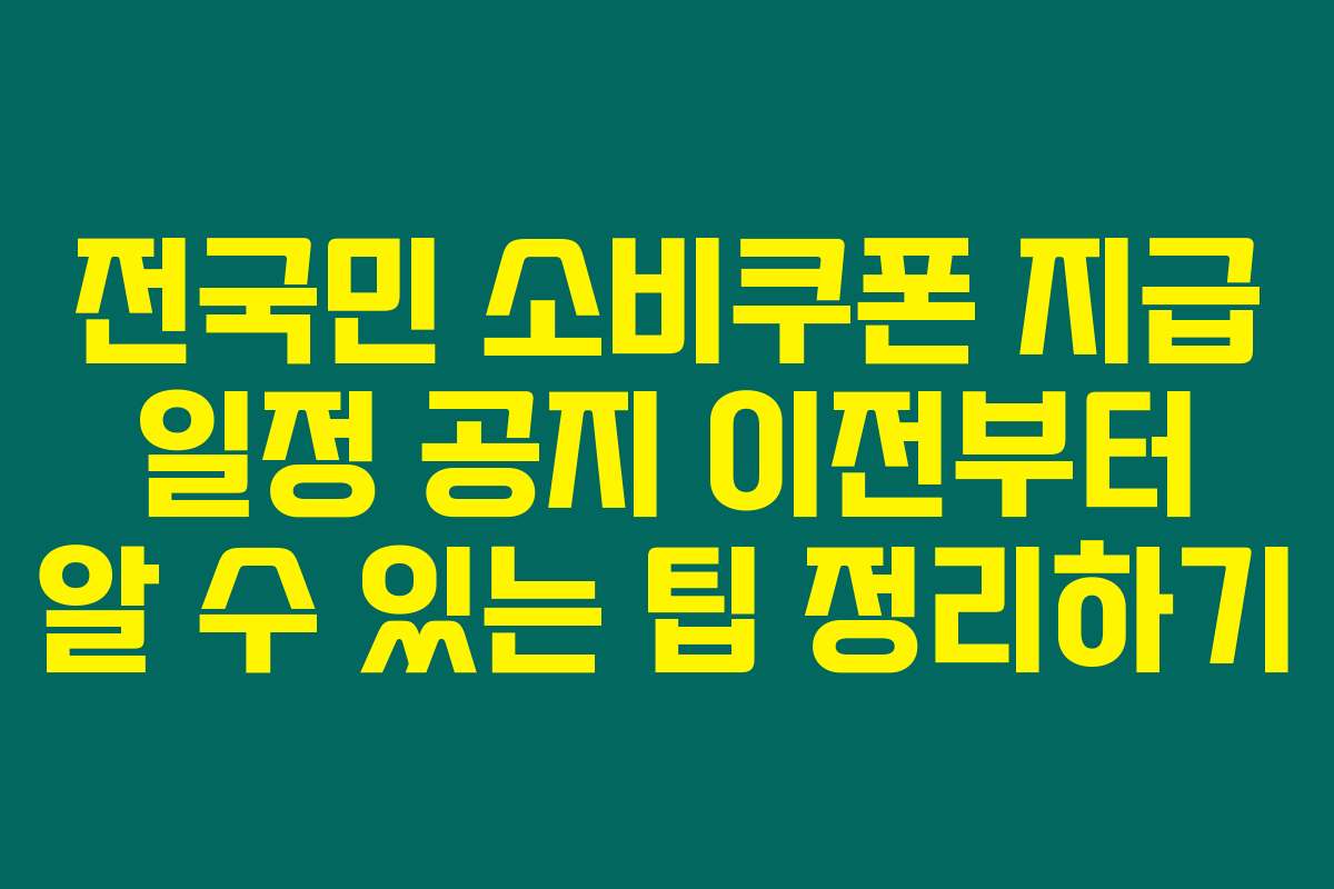 전국민 소비쿠폰 지급 일정 공지 이전부터 알 수 있는 팁 정리하기