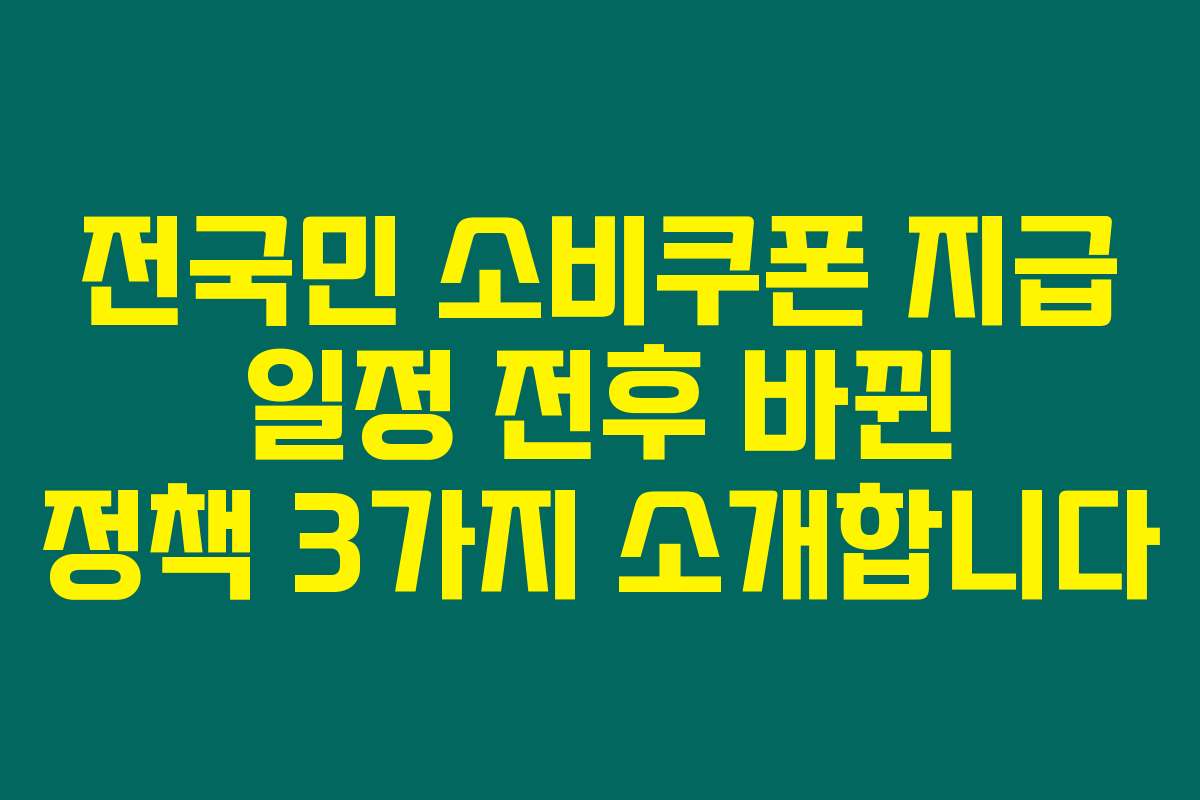 전국민 소비쿠폰 지급 일정 전후 바뀐 정책 3가지 소개합니다